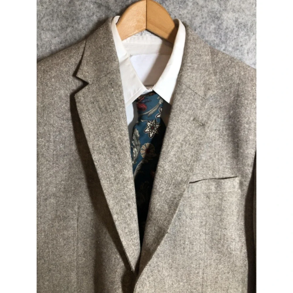 Studiosuits Blazer Mens 40 Beige Wool Tweed Sport Coat Jacket Classic Fall